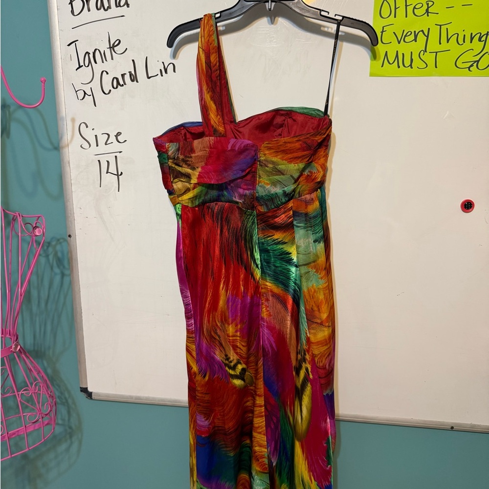 One Shoulder Multicolor Dress… Perfect for Mardi Gras season!